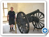 Jennifer's dad Ken takes a look at some of the artillery on display.